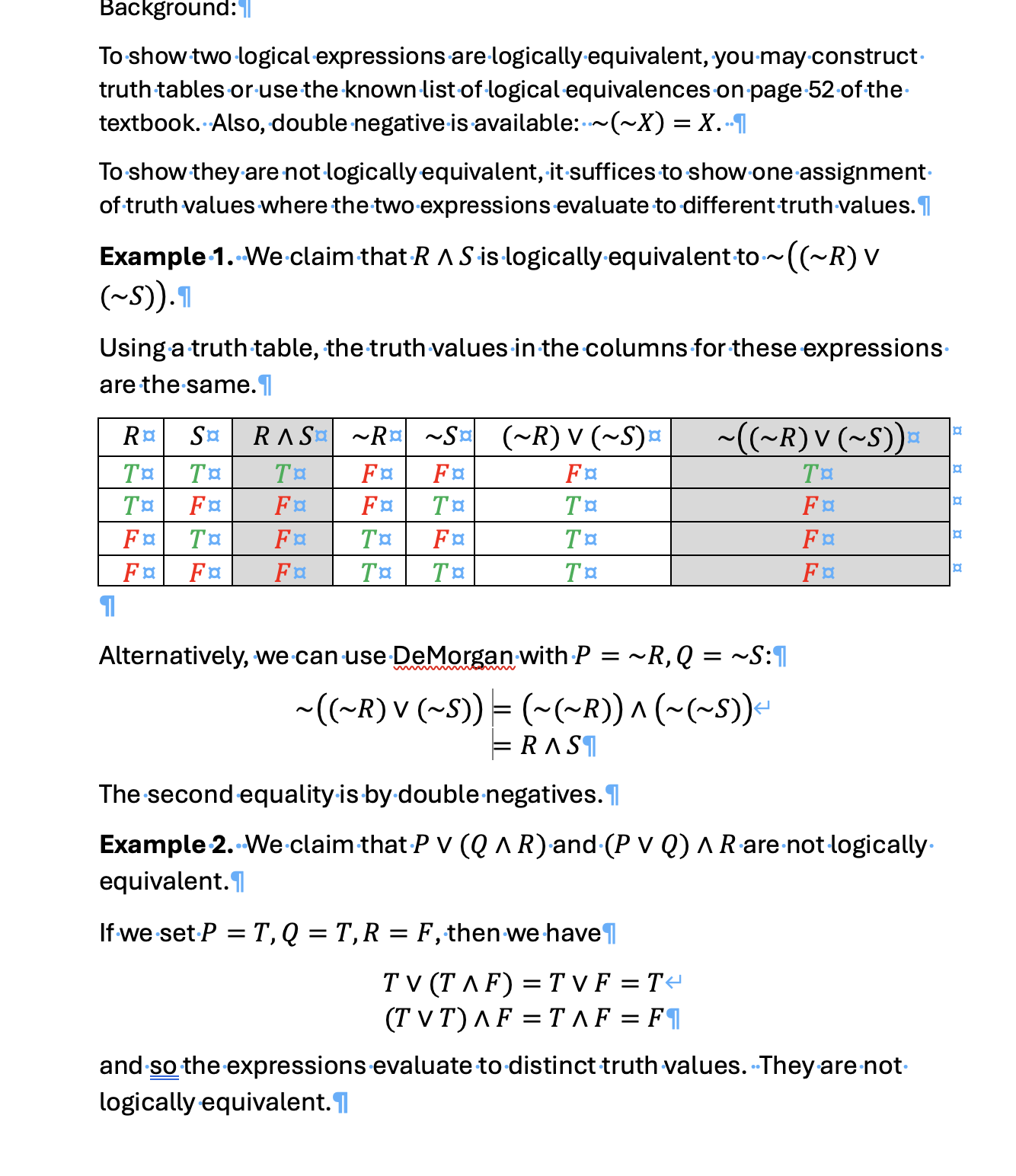 Background: To show two logical expressions are