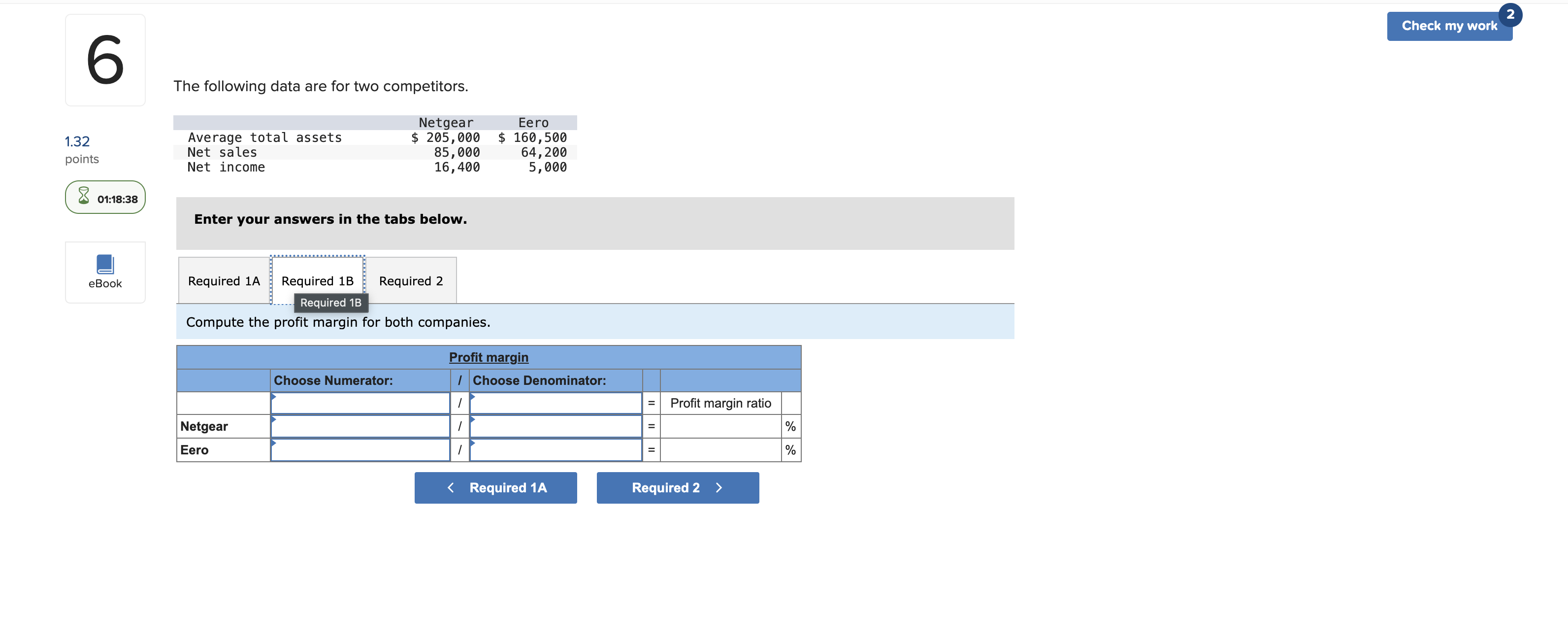 1.32 points The following data are for two