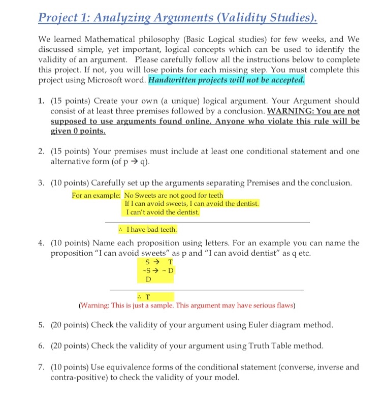 Help with a explanation of each question Project