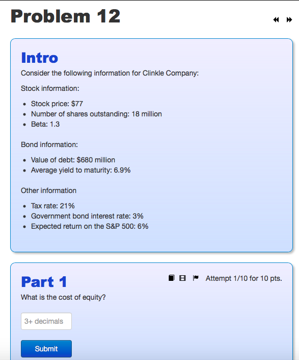 Problem 12: Problem 12 Intro Consider the
