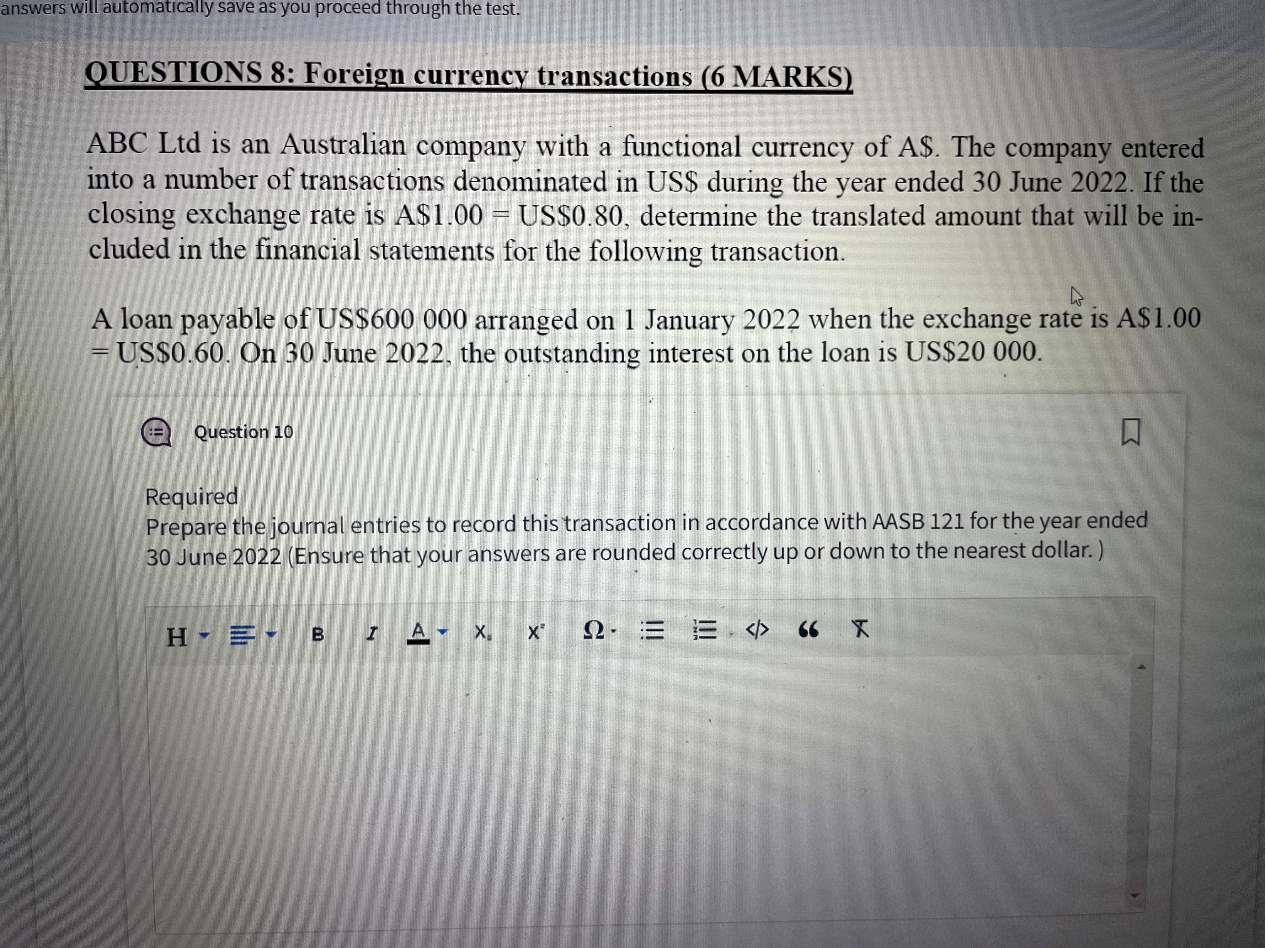 answers will automatically save as you proceed