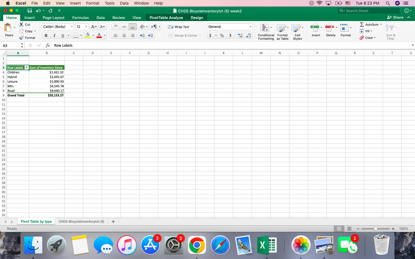 Excel File Edit View Insert Format Tools Data