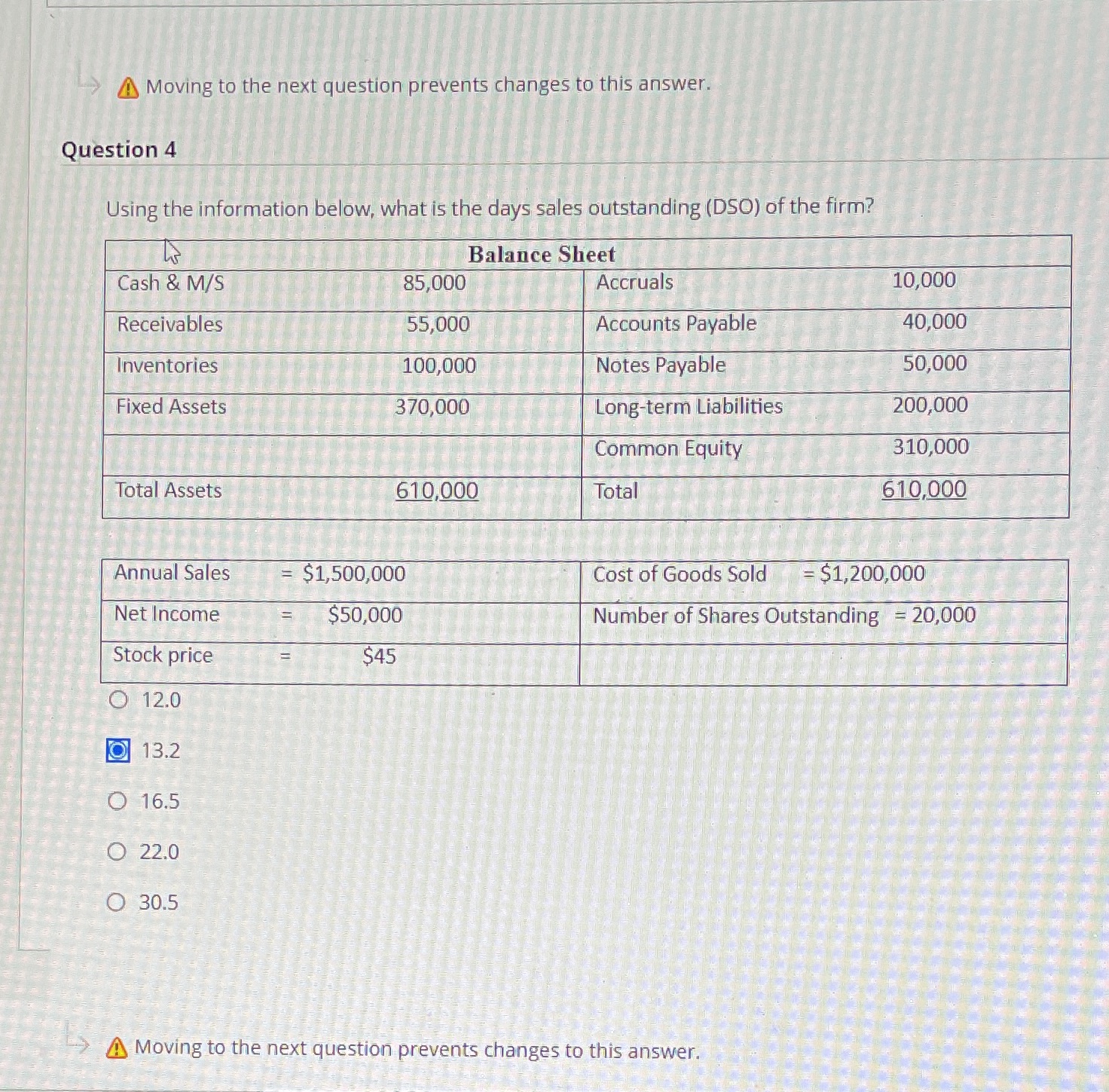 Moving to the next question prevents changes to