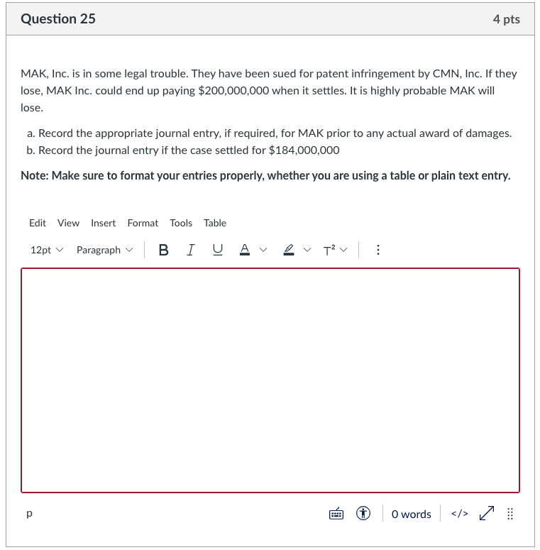 Question 24 2 pts BVC, Inc. may be in a legal