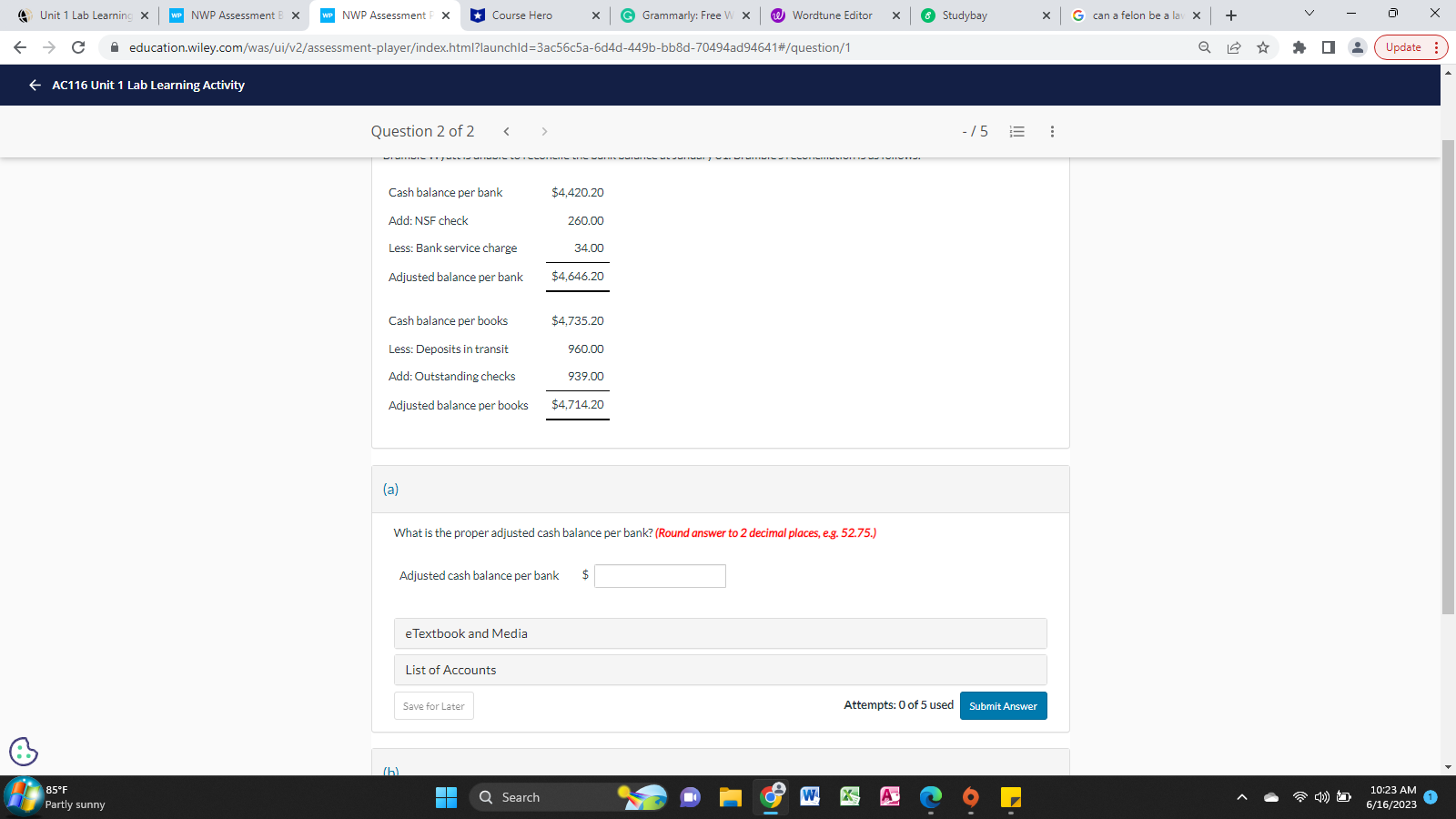 Unit 1 Lab Learning X WP NWP Assessment B X WP