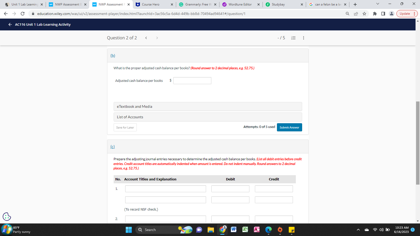 Unit 1 Lab Learning X WP NWP Assessment B X WP