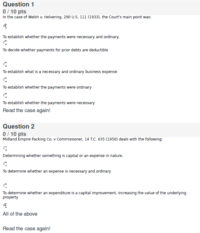 Question 1 0 I 1 0 pts In the case of Welsh v.