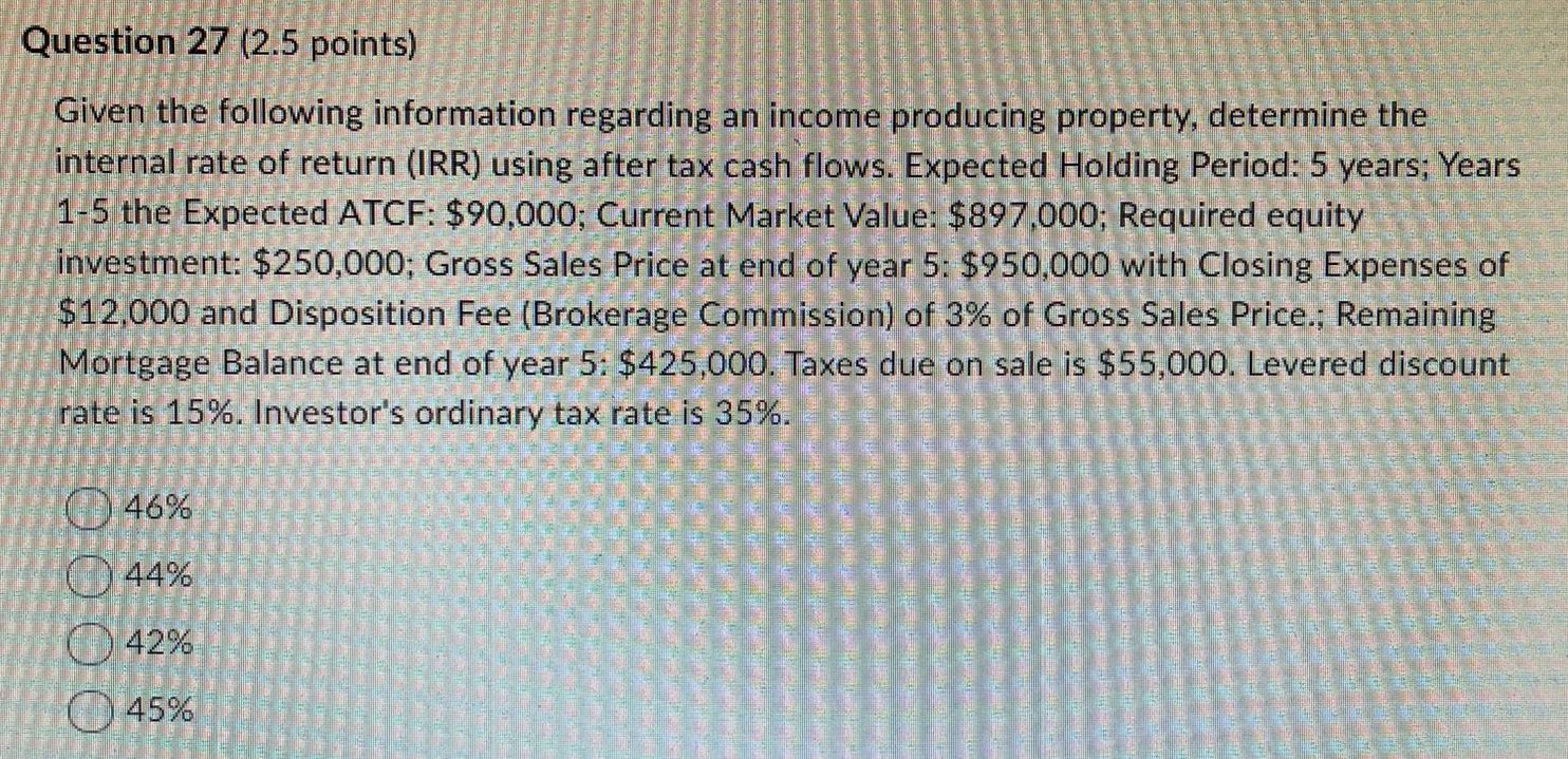 show full calculations in excel Question 27 (2.5