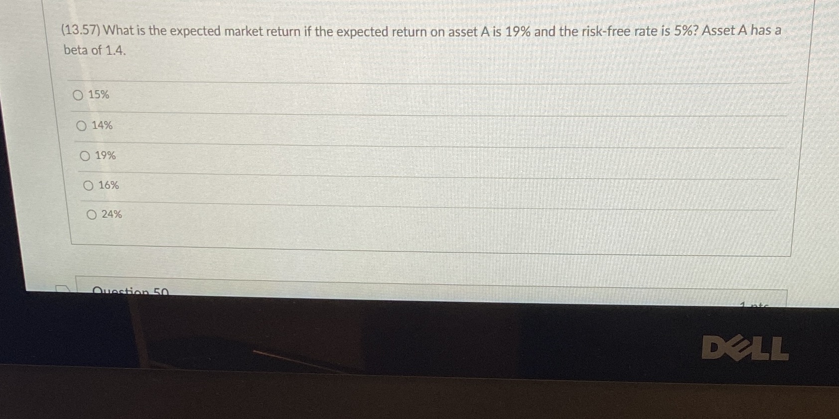 {13.57) What is the expected market return if the