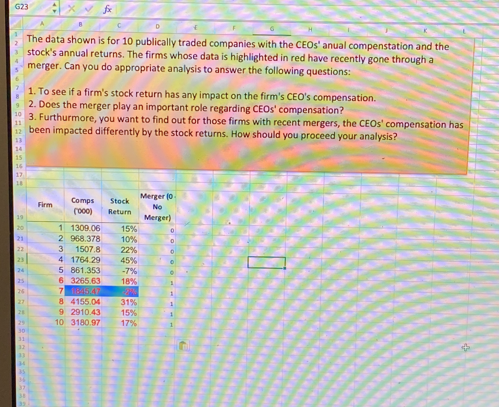 Please explain this in excel and do the