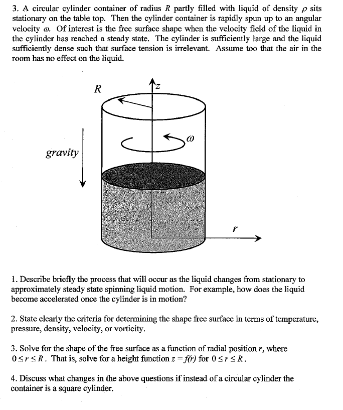3. A circular cylinder container of radius R