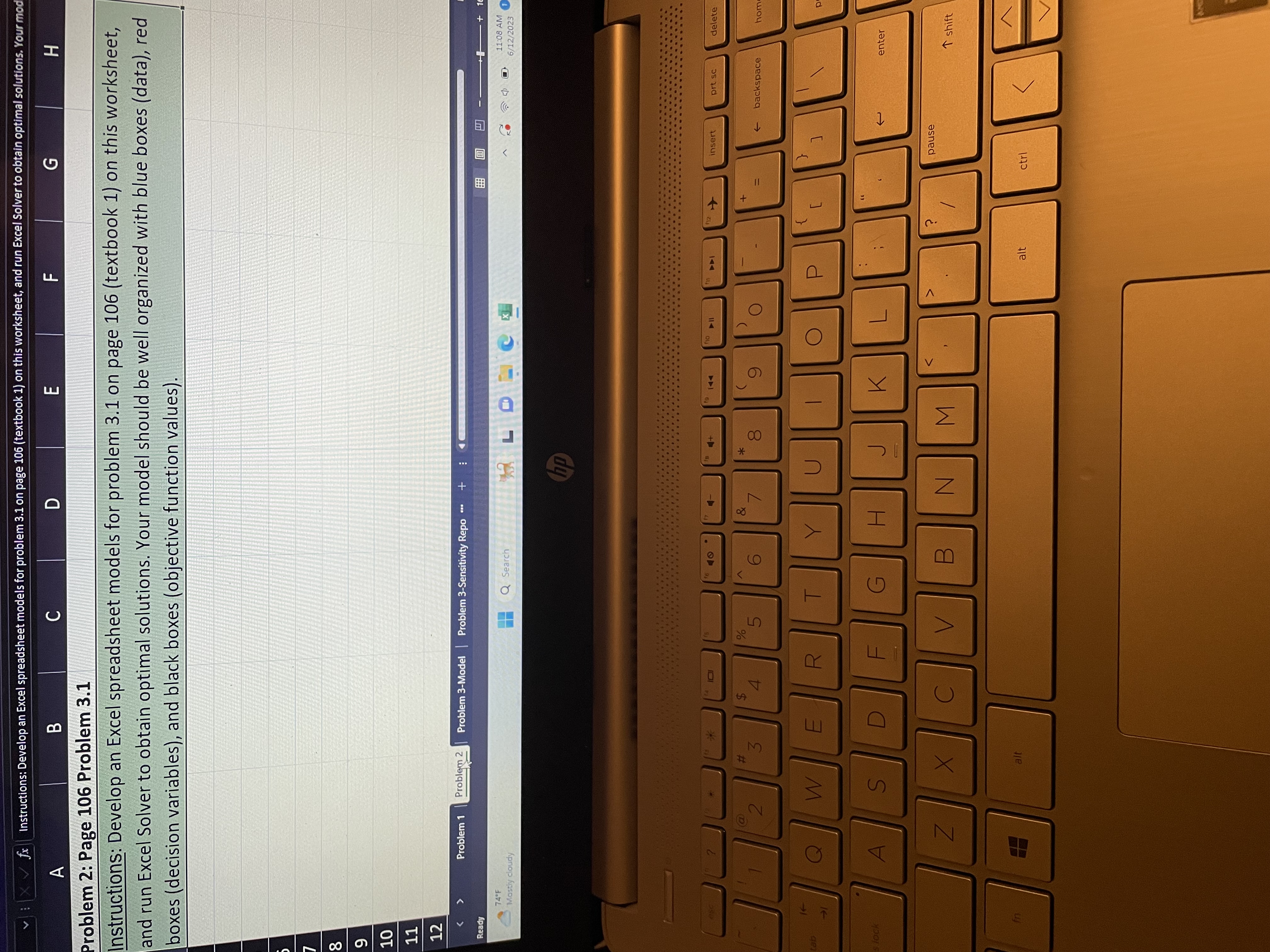 v : X V fx Instructions: Develop an Excel