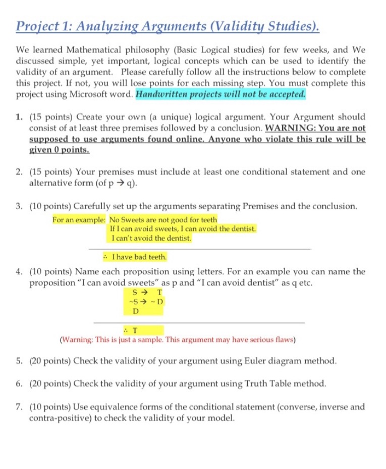 Project 1: Analyzing Areuments (Validity