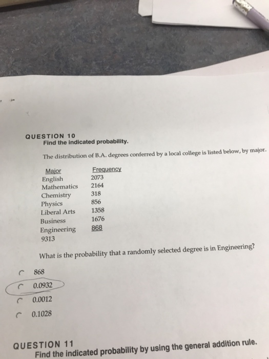 Solve the questions below. Project 10 Probability