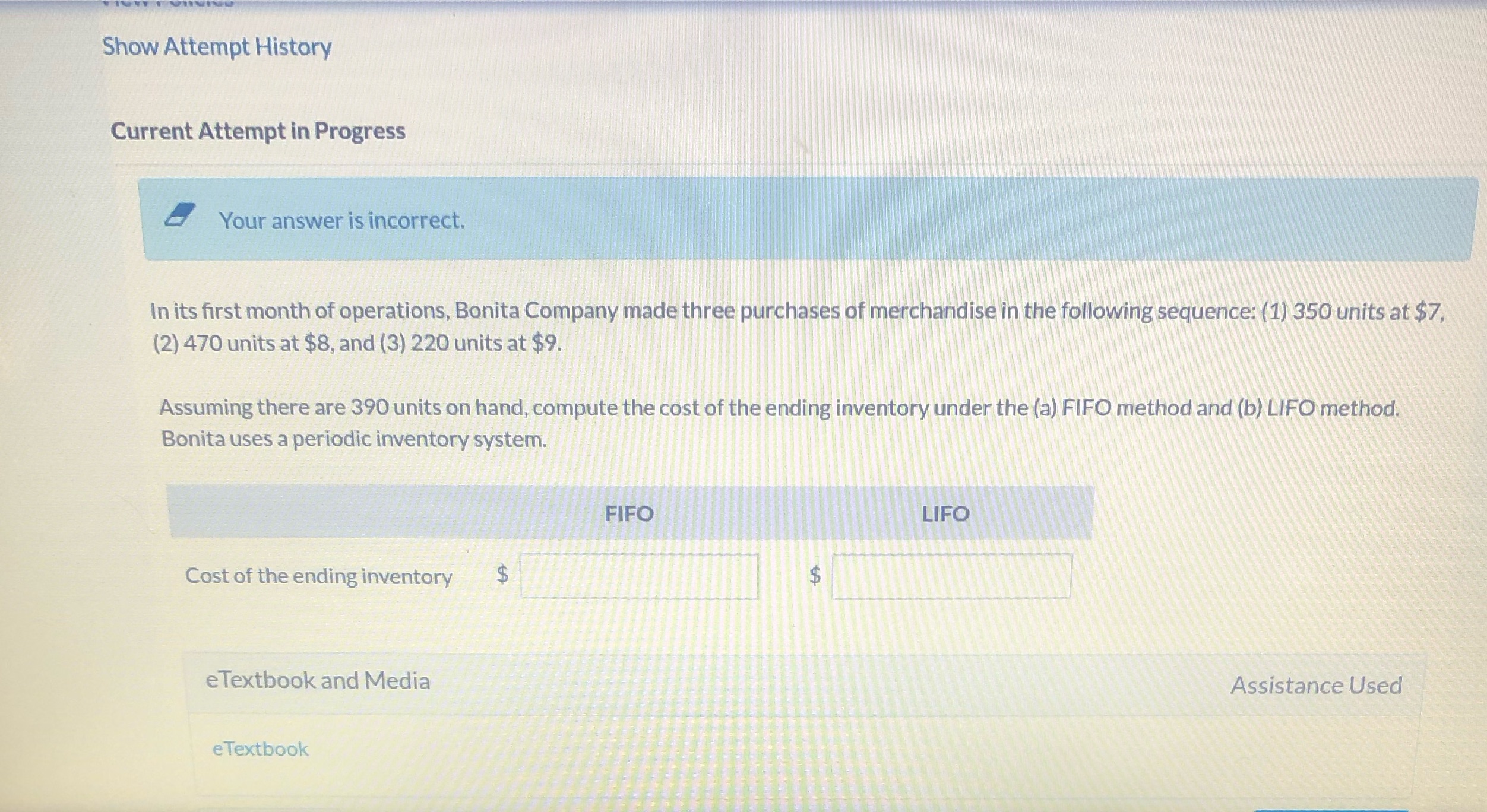 Show Attempt History Current Attempt in Progress