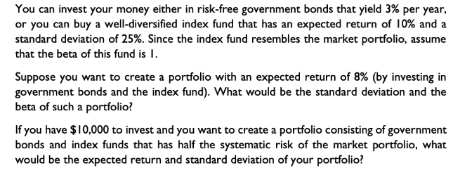 Project 1 Probability Return Standard Deviation