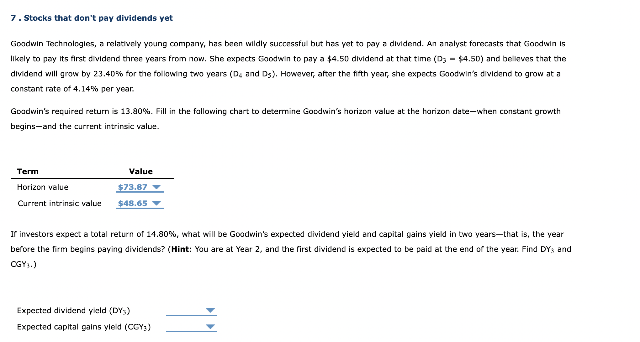 7 . Stocks that don't pay dividends yet