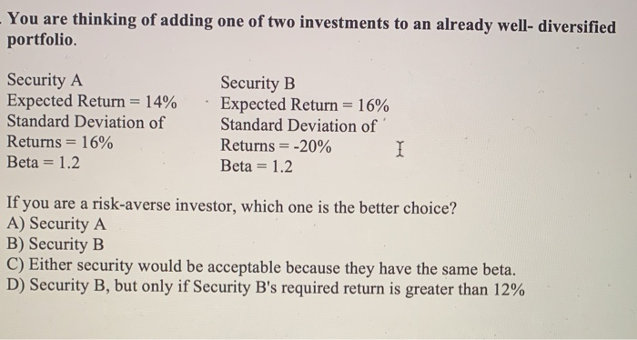 Project 1 Probability Return Standard Deviation