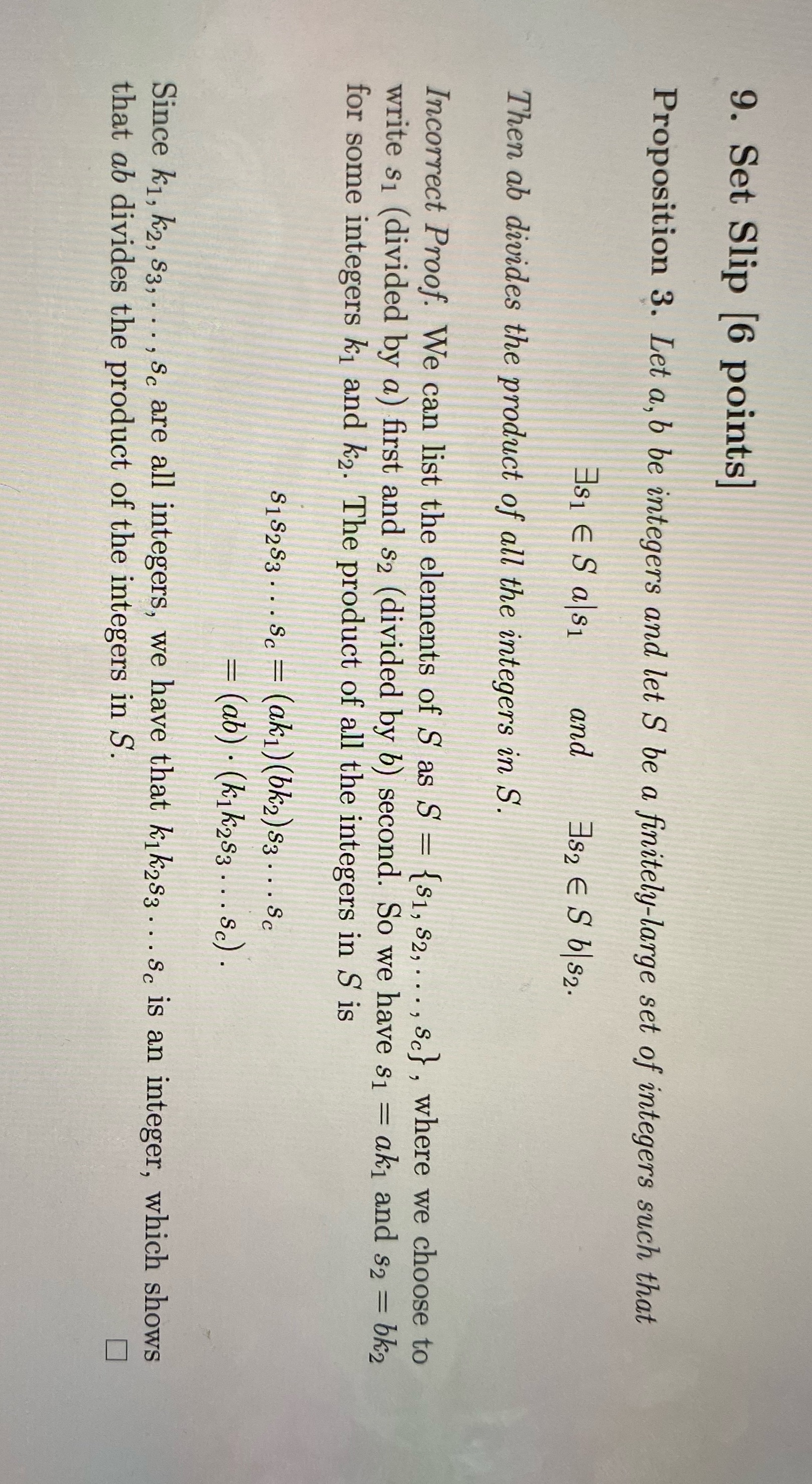 Step by step 9. Set Slip [6 points] Proposition