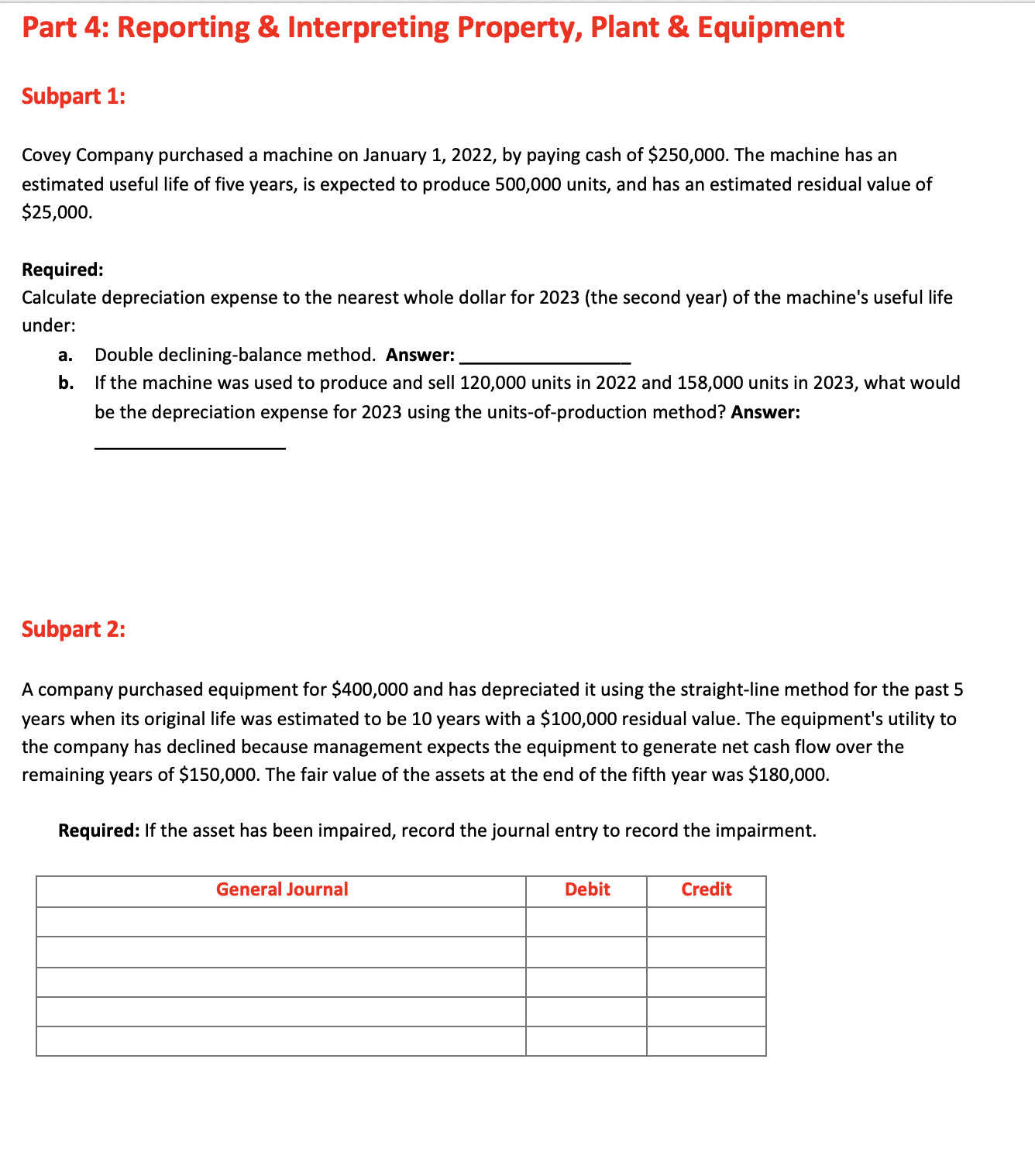Part 4: Reporting & Interpreting Property, Plant