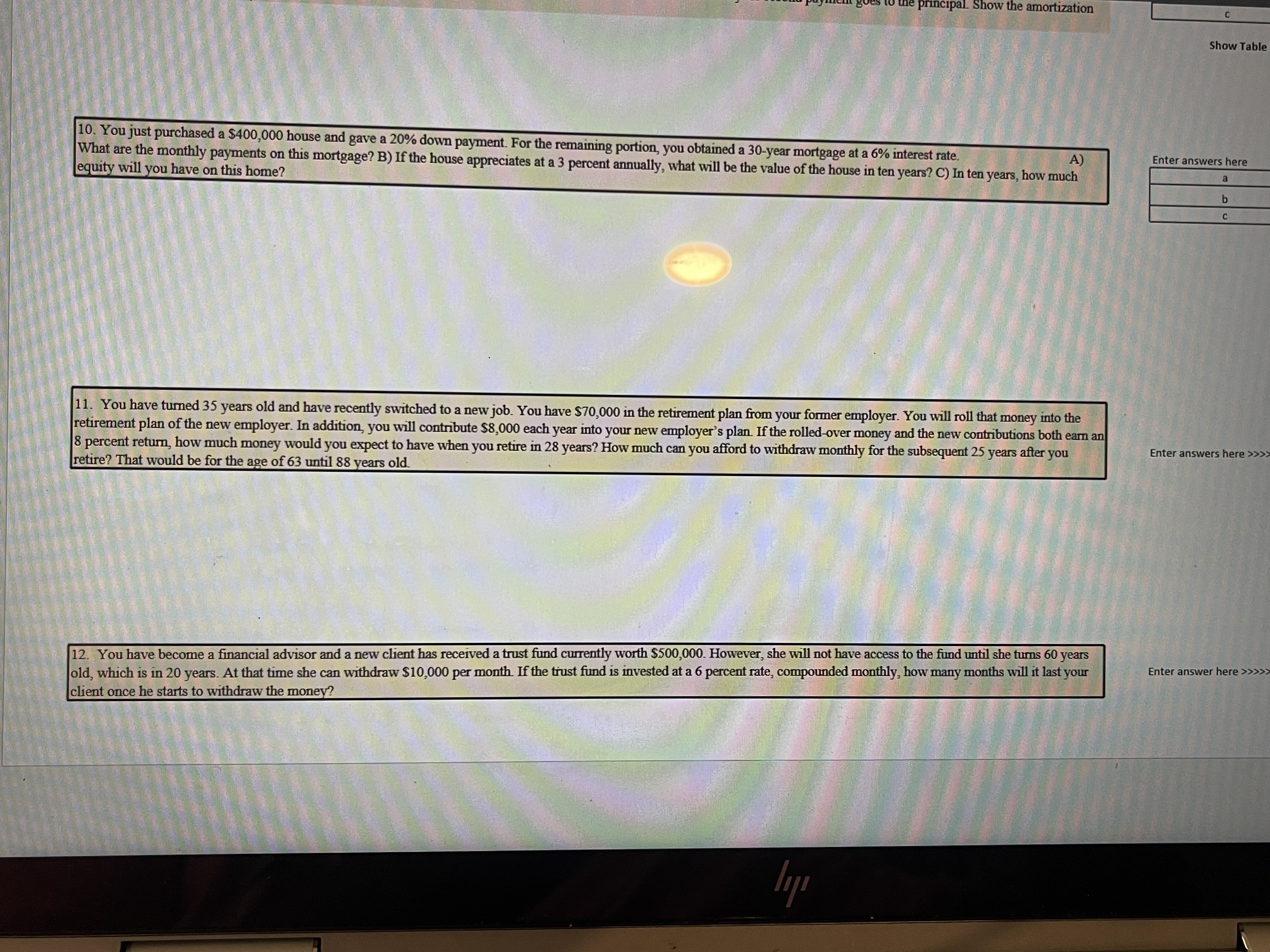 ZOOM + FINC 3301 ASSIGNMENT 2 PART 1 TVM Problems