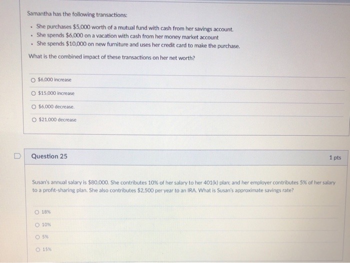 QUESTION 1 You are given the following