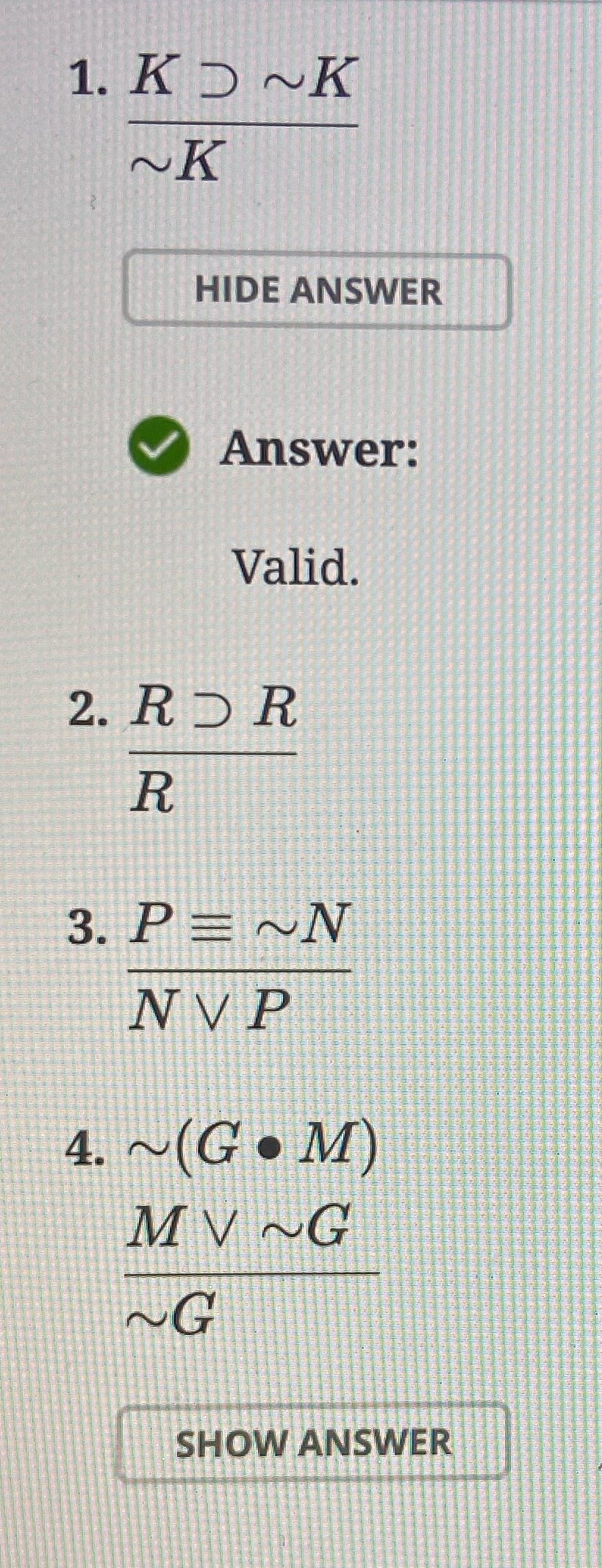 Determine if the symbolized argument is valid or