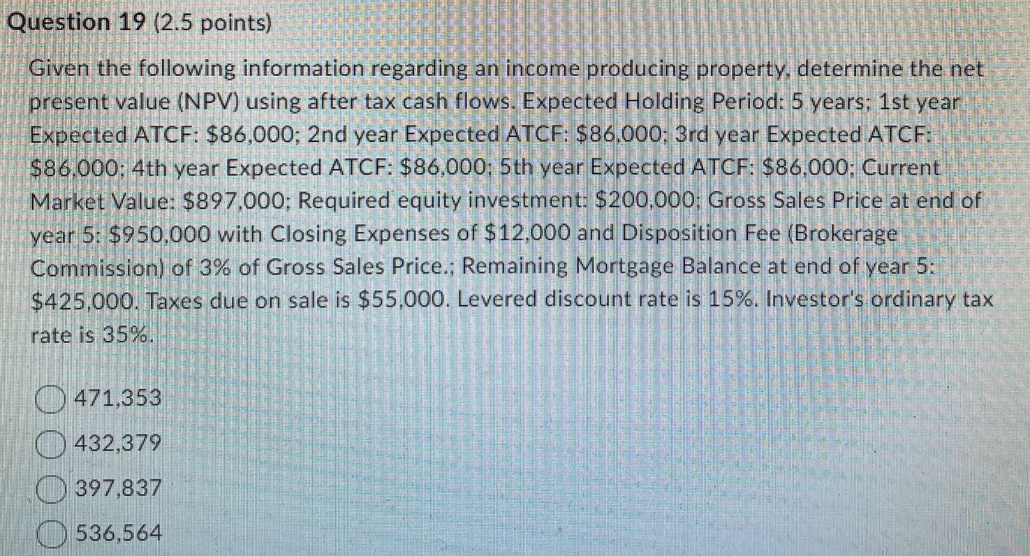 show full calculations in excel Question 19 (2.5