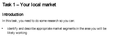 Task 1 - Your local market Introduction In this