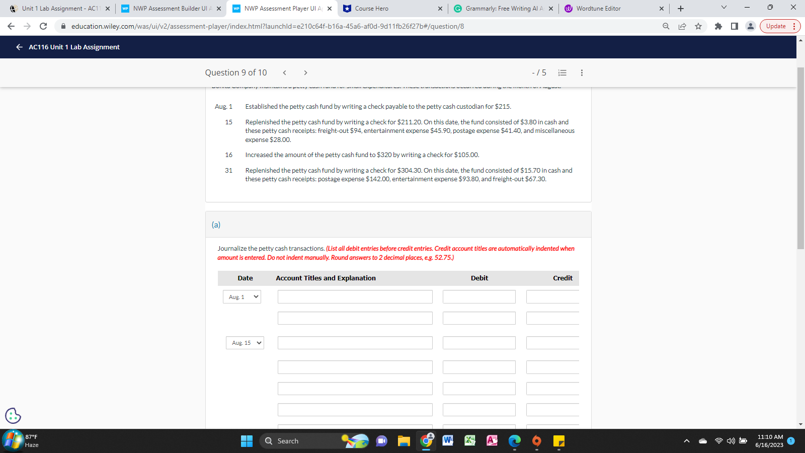 Unit 1 Lab Assignment - AC11 X WP NWP Assessment