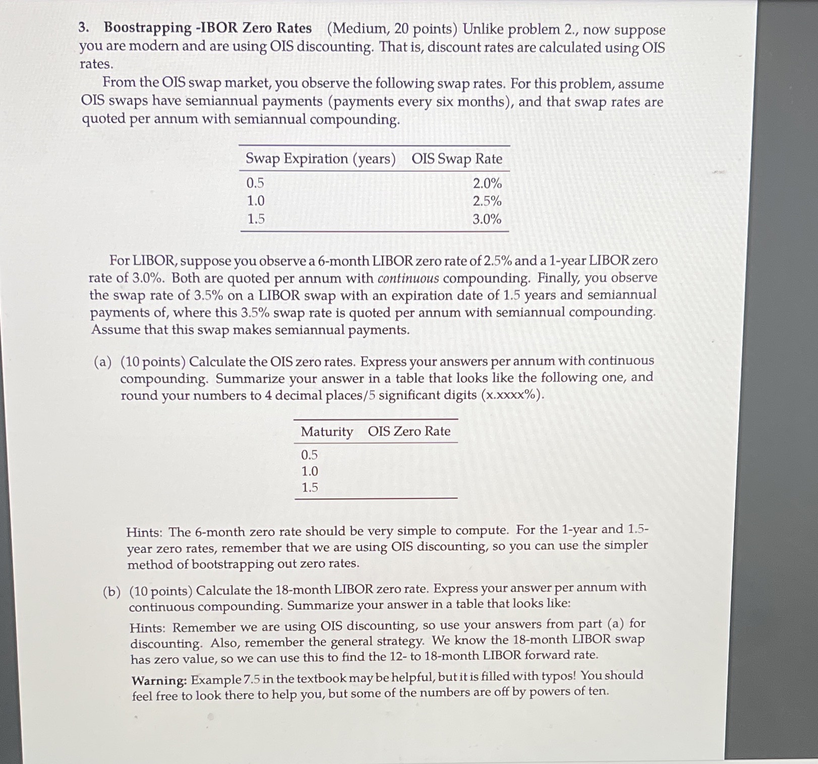 3. Boostrapping wlBOR Zero Rates (Medium, 20