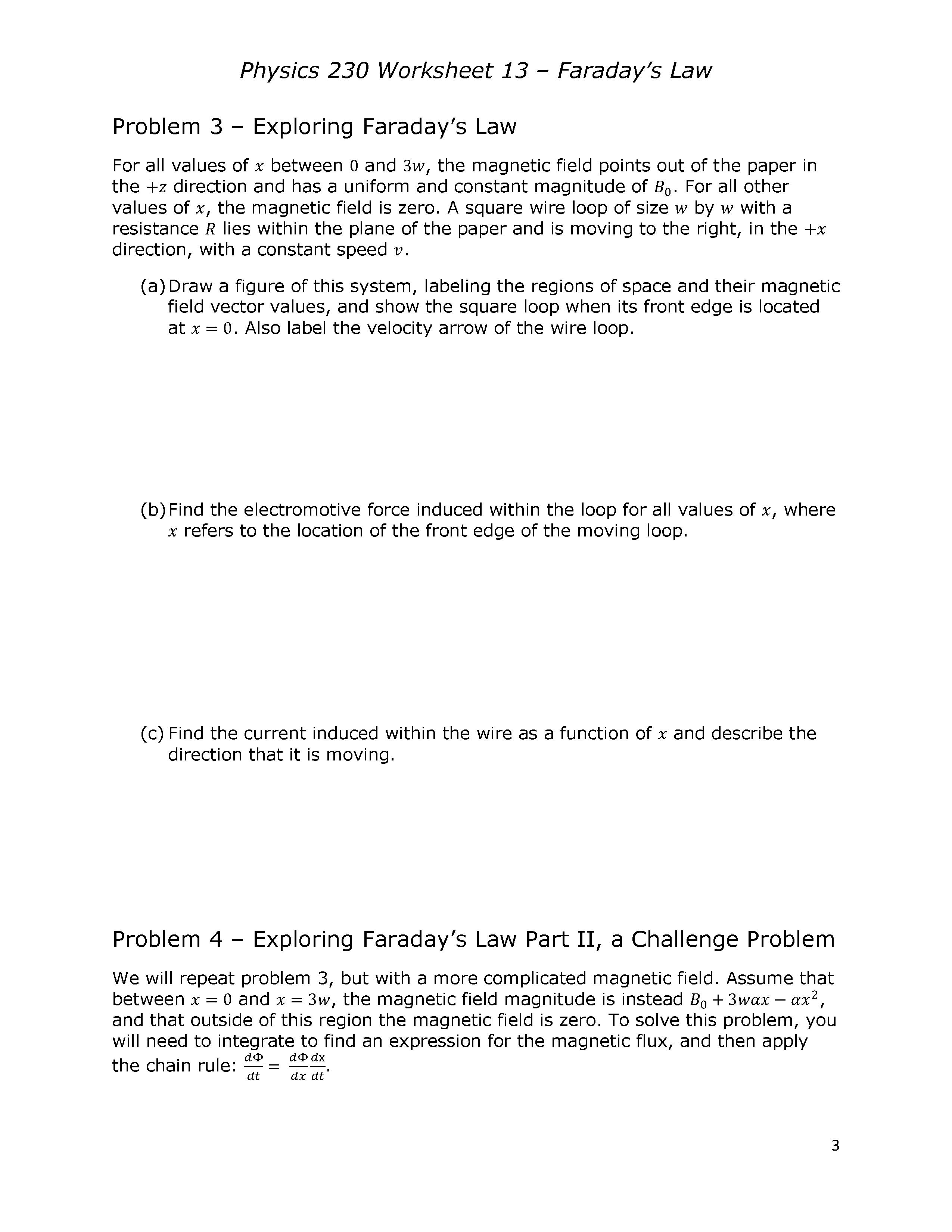 physique worksheet Physics 230 Worksheet 13 -