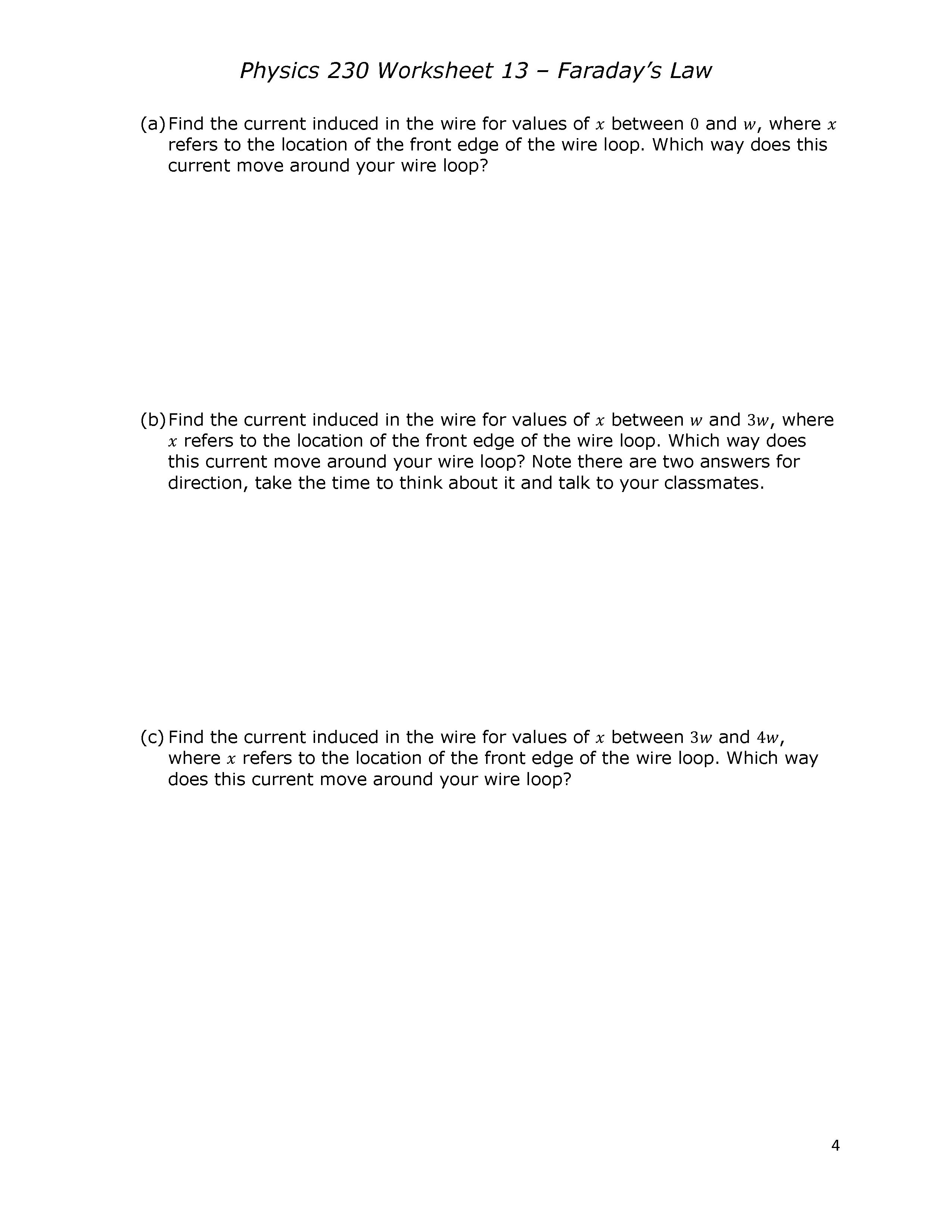 physique worksheet Physics 230 Worksheet 13 -