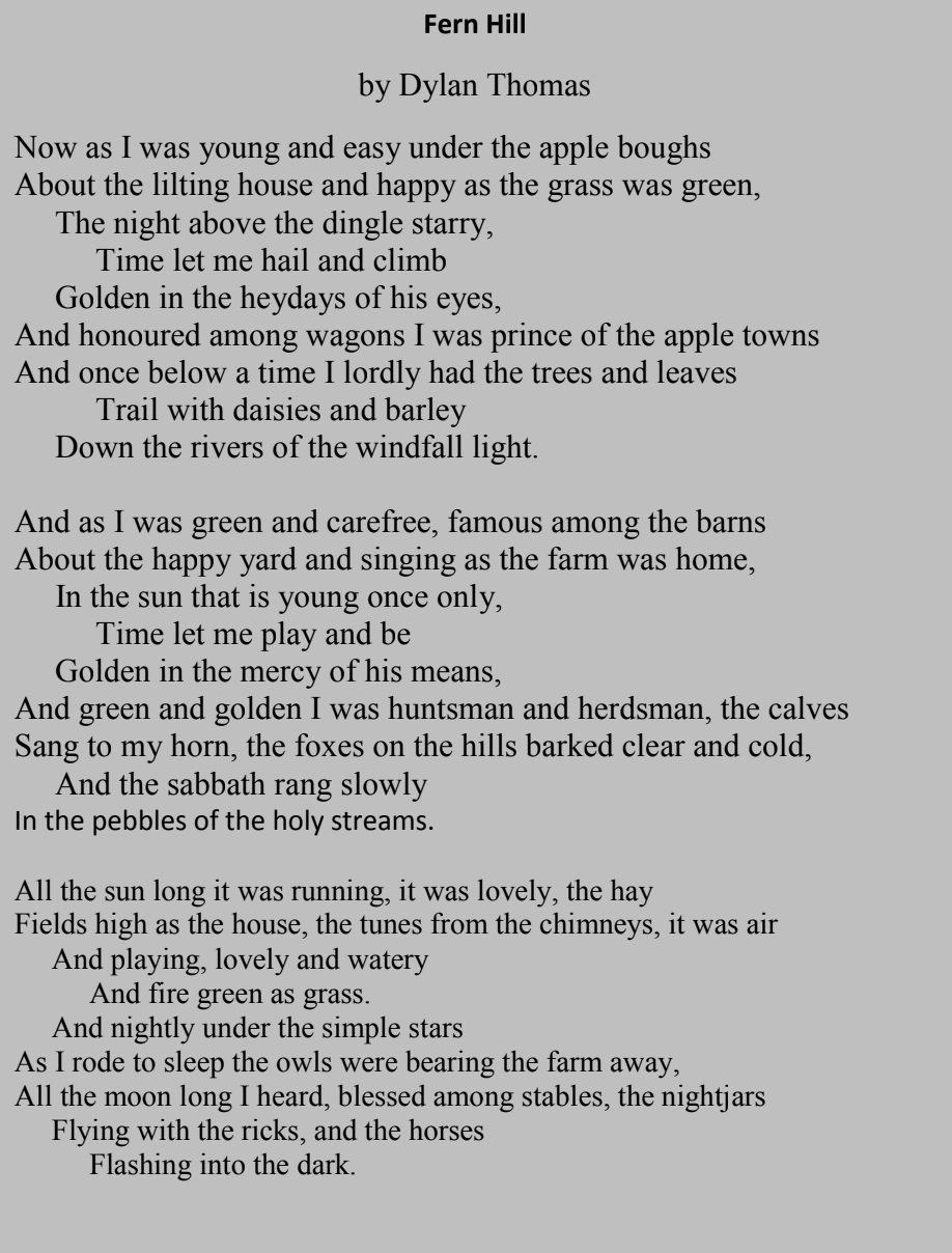 Focus on the figurative imagery of "Time". What