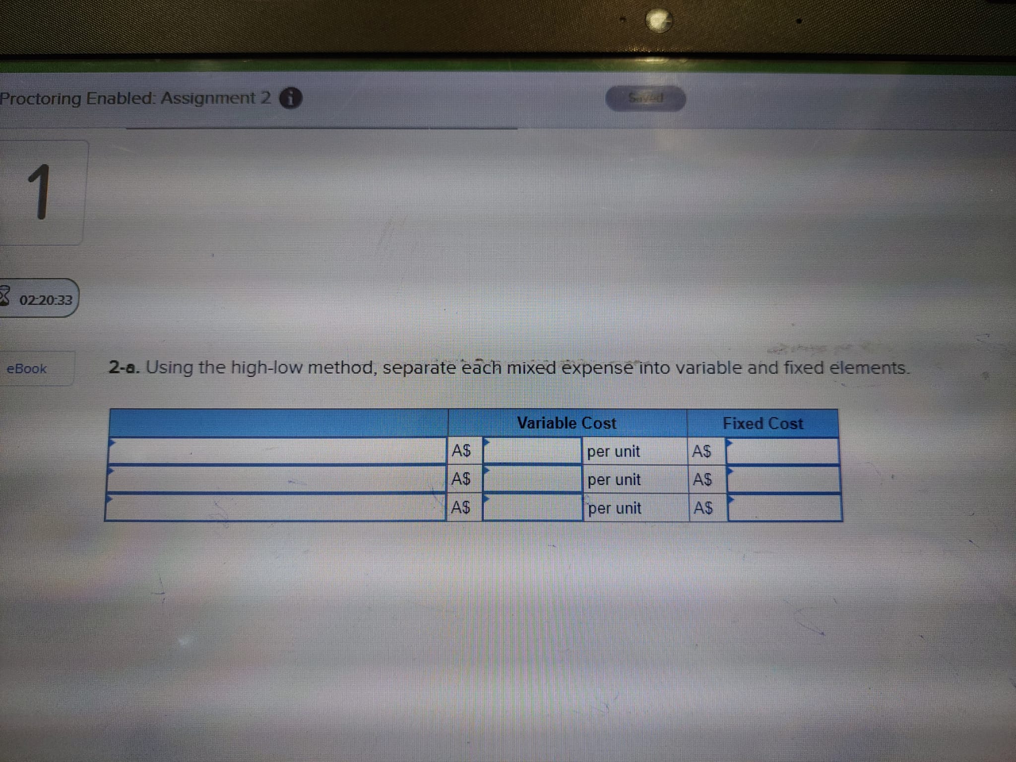 Proctoring Enabled: Assignment 2 (i 02:20:33