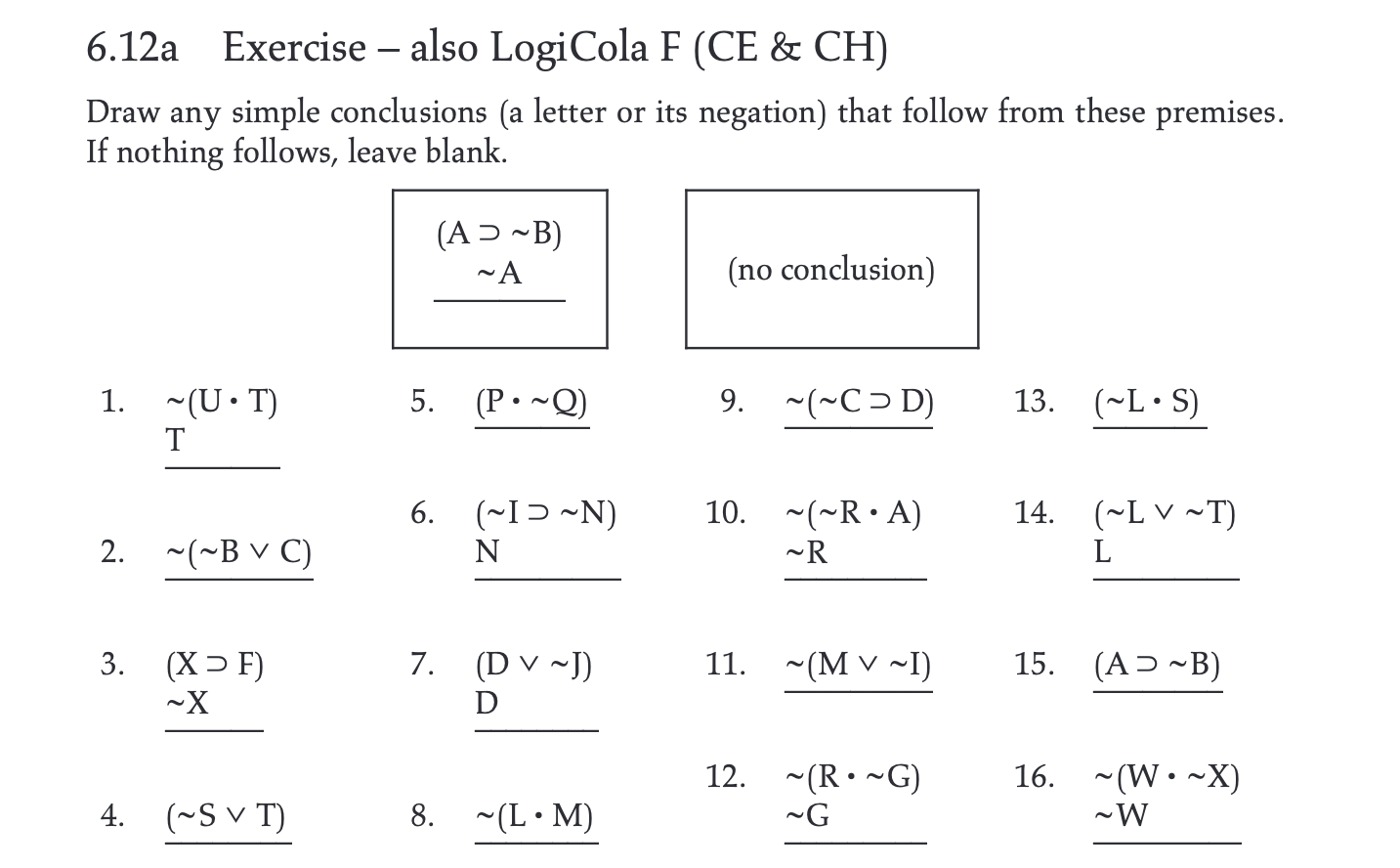 6.12a Exercise - also LogiCola F (CE & CH) Draw