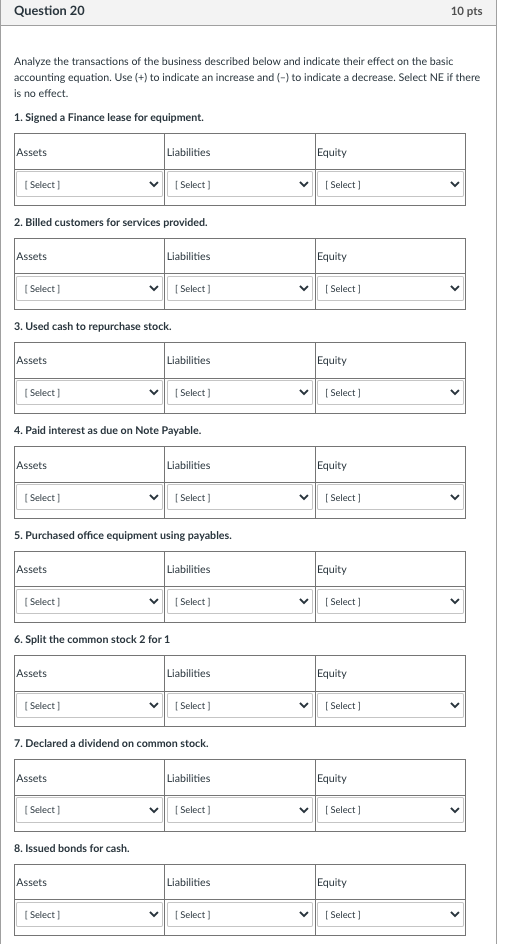 Question 18 8 pts Be sure to answer all four