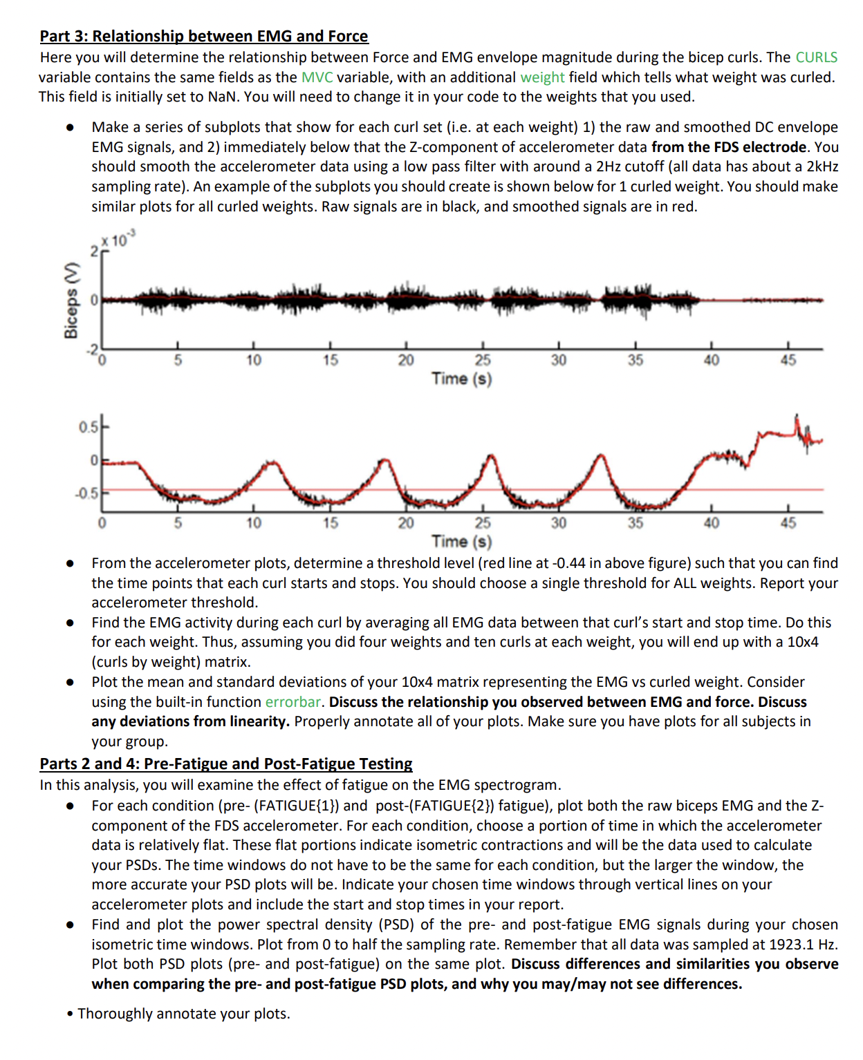 EBME 307/427 Lab EMG Lab Analysis Please answer