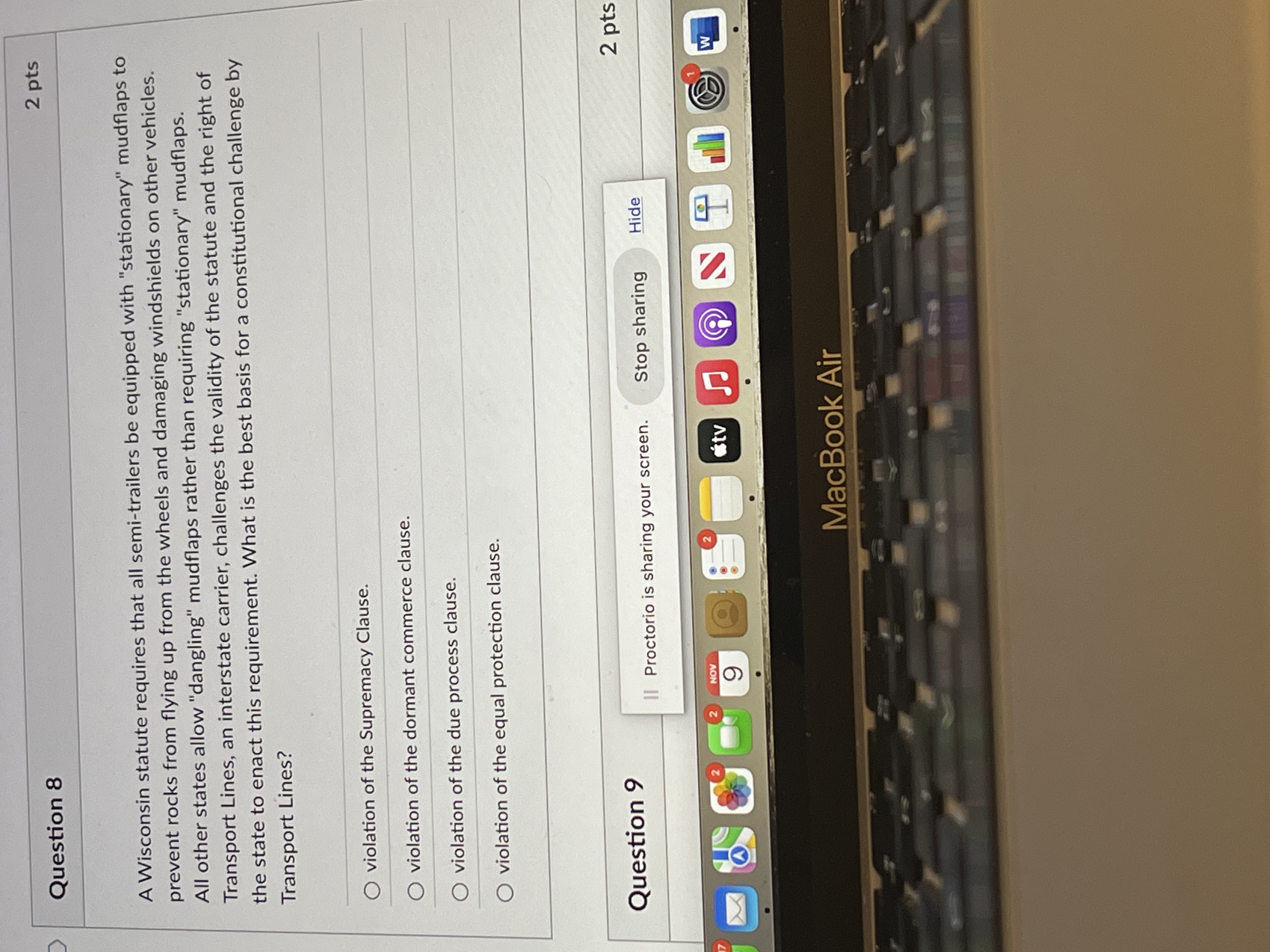 Question 8 2 pts A Wisconsin statute requires