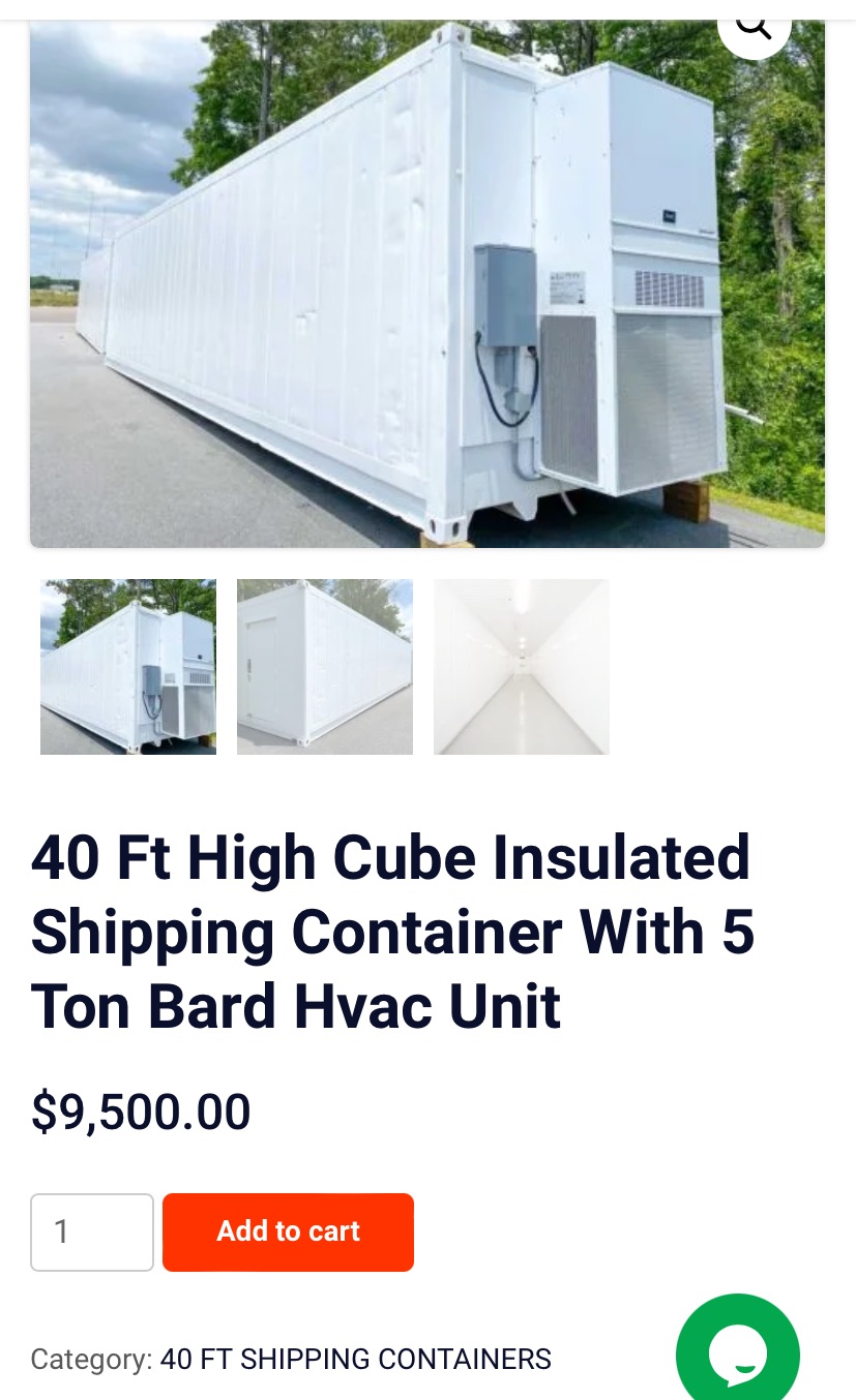 We need to find the dimensions of containers 40