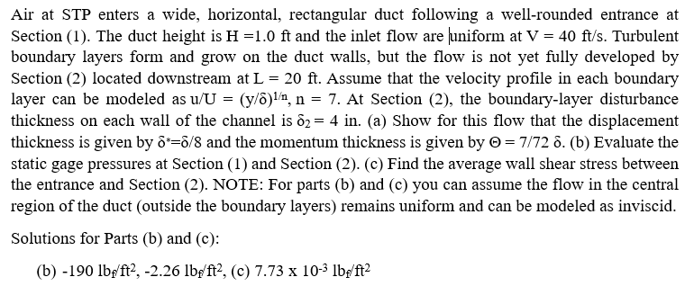 Air at STP enters a wide, horizontal, rectangular