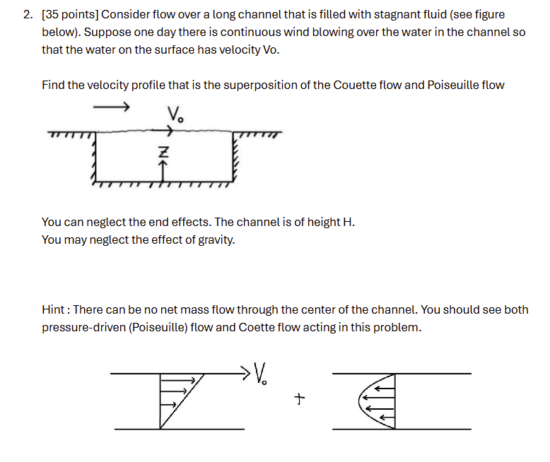 2. [35 points] Consider flow over a long channel