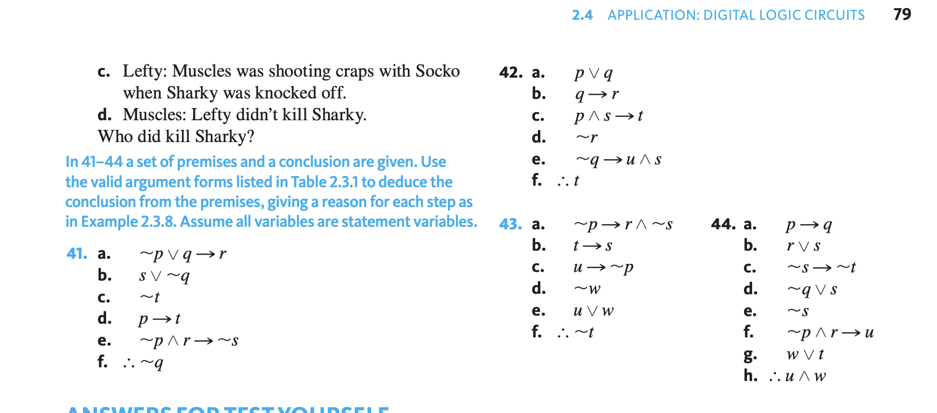 2.4 APPLICATION: DIGITAL LOGIC CIRCUITS 79 c.