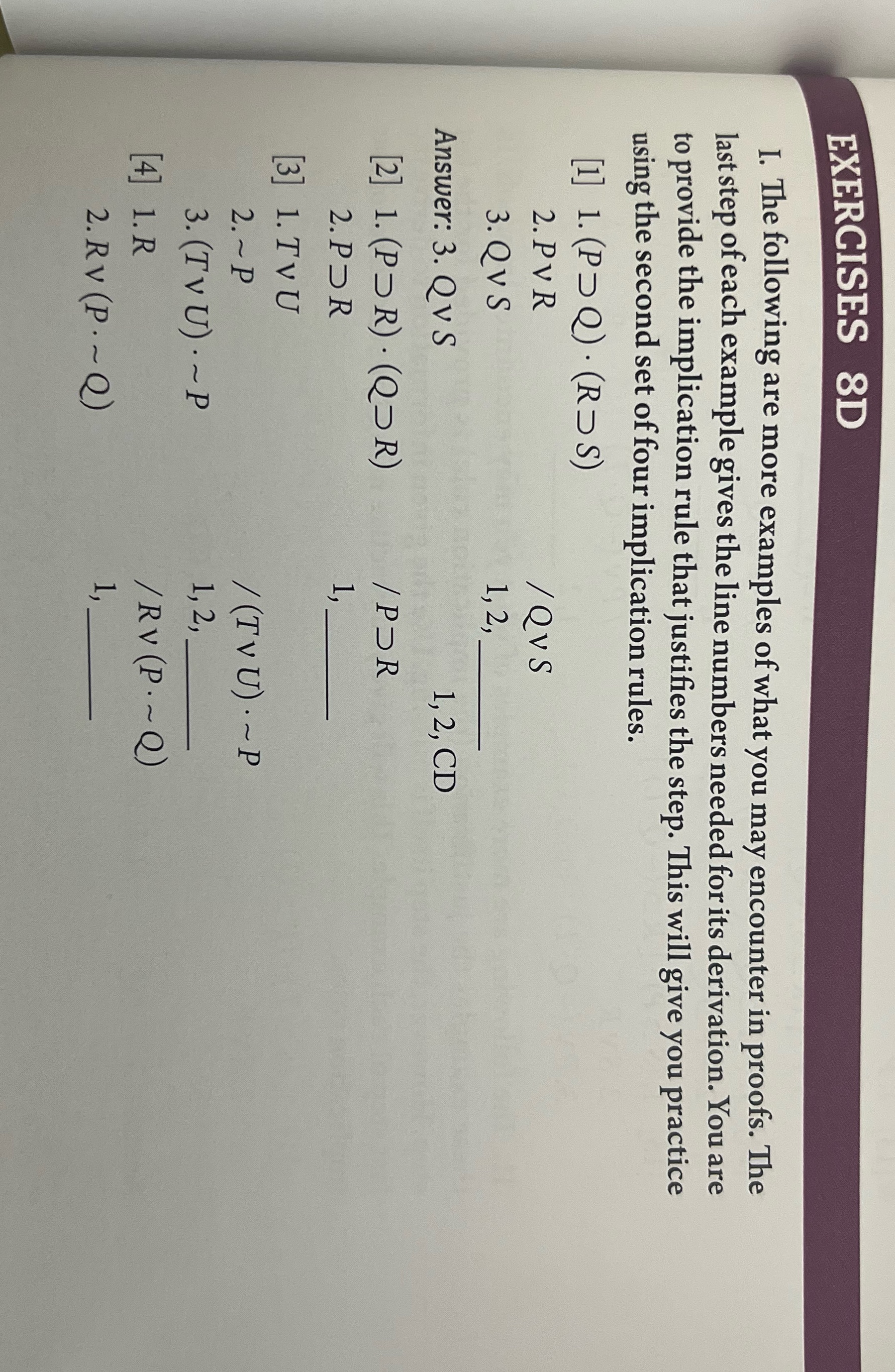 EXERCISES 8D I. The following are more examples