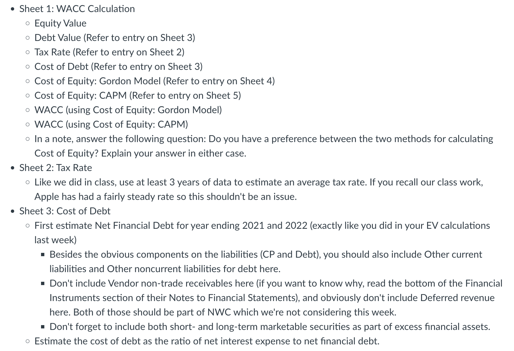 Build differents sheets based on the instruction