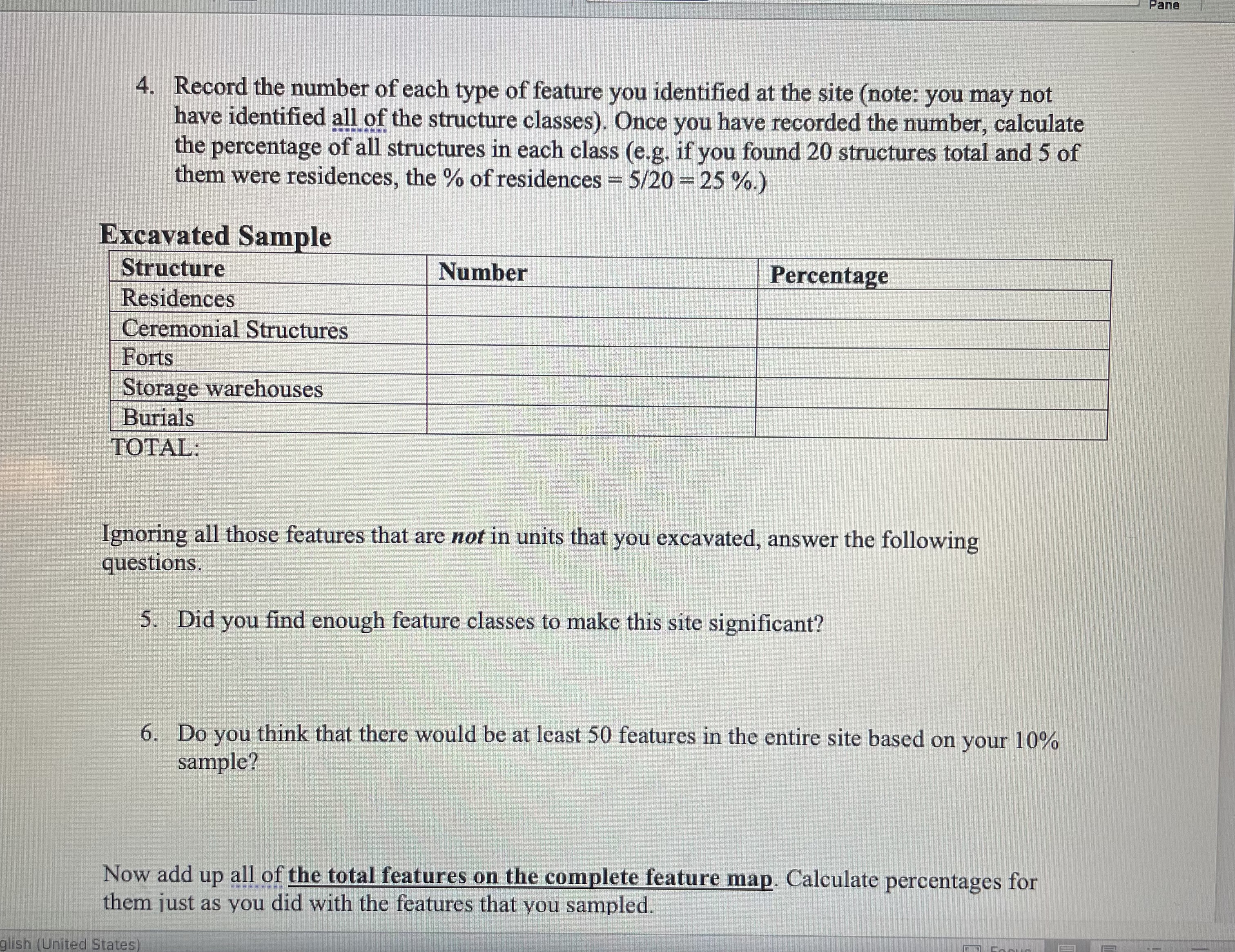 Pane Name: ANTH 4352 Archaeological Sampling