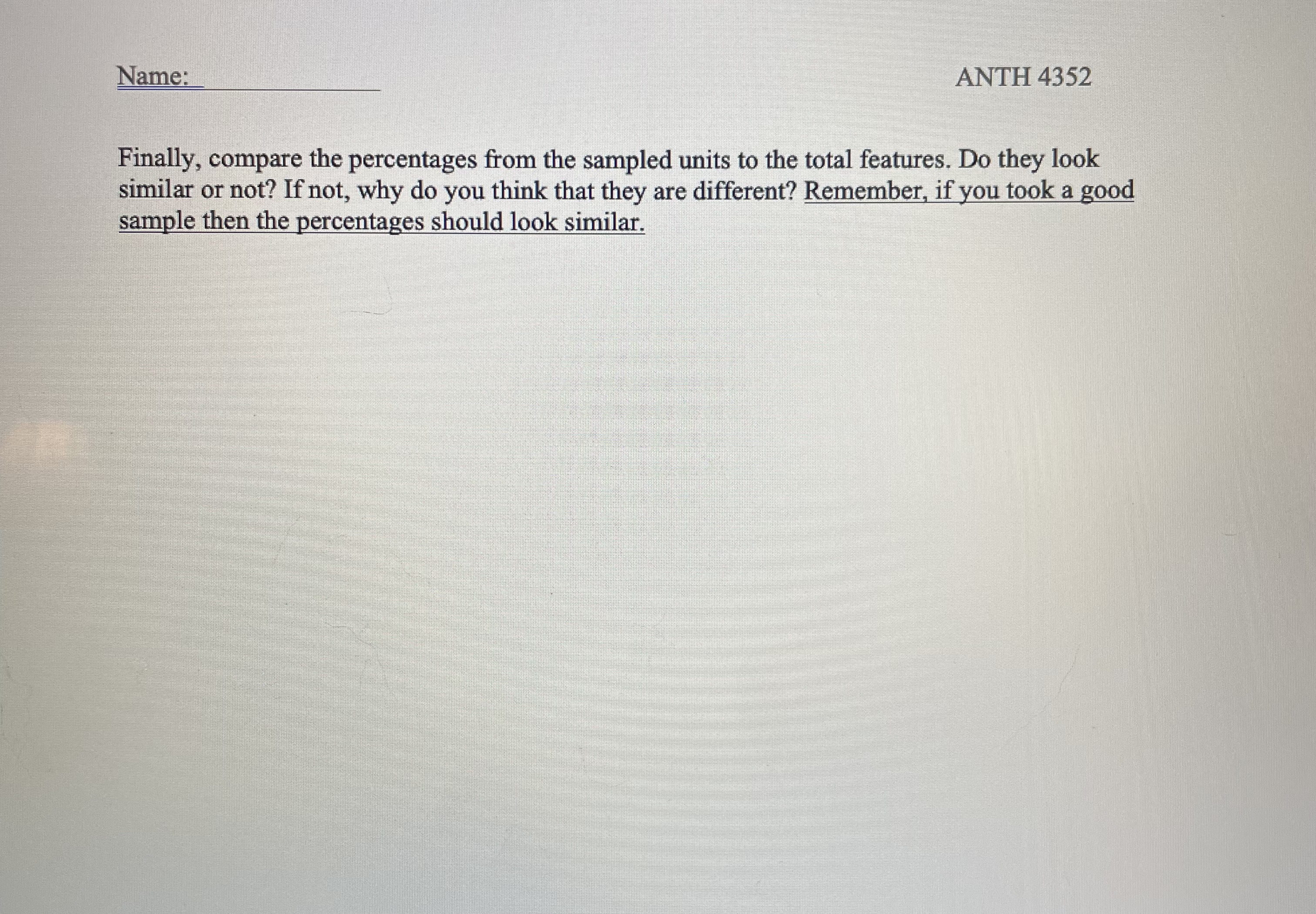 Pane Name: ANTH 4352 Archaeological Sampling