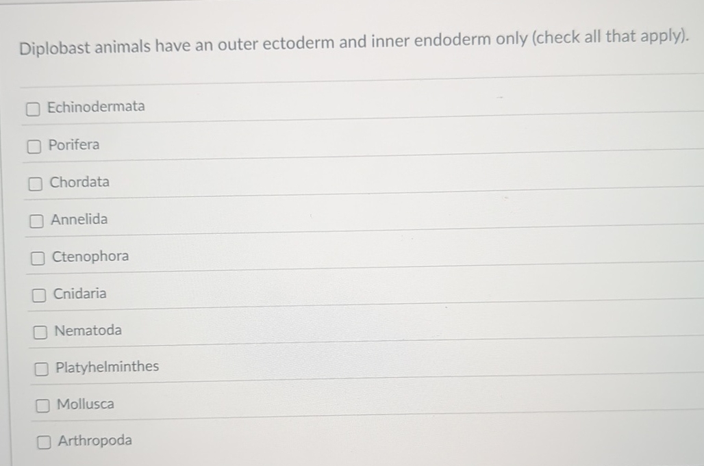 Diplobast animals have an outer ectoderm and