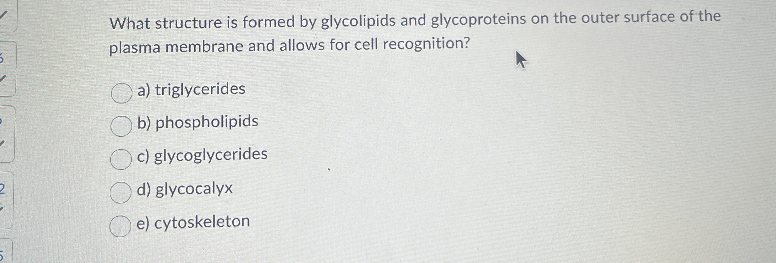 What structure is formed by glycolipids and