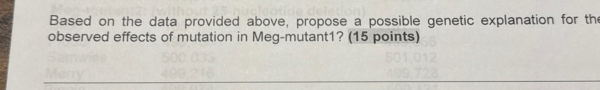 Based on the data provided above, propose a